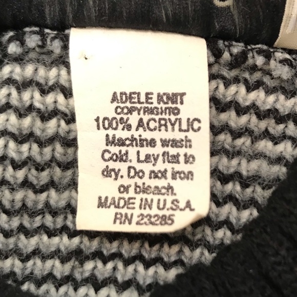 Vintage Adele Oversized Knit Geometric Snowflake Sweater Beige Black - Picture 7 of 10